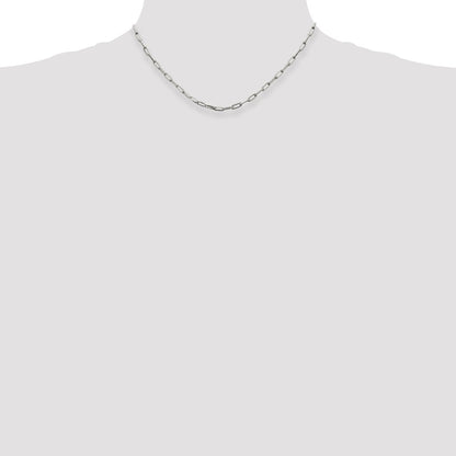 16 Inch Sterling Silver 3.25mm Elongated Open Link Chain Necklace