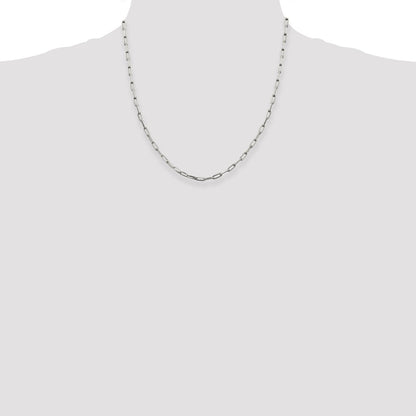 20 Inch Sterling Silver 3.25mm Elongated Open Link Chain Necklace