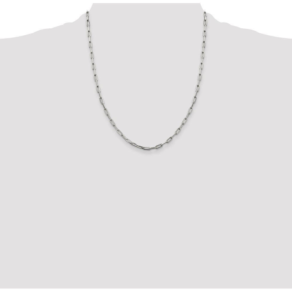 22 Inch Sterling Silver 3.25mm Elongated Open Link Chain Necklace