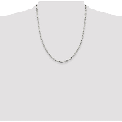22 Inch Sterling Silver 3.25mm Elongated Open Link Chain Necklace