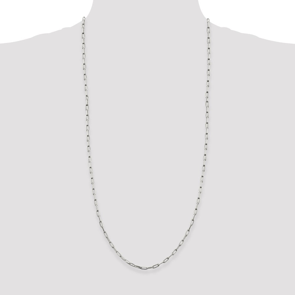30 Inch Sterling Silver 3.25mm Elongated Open Link Chain Necklace