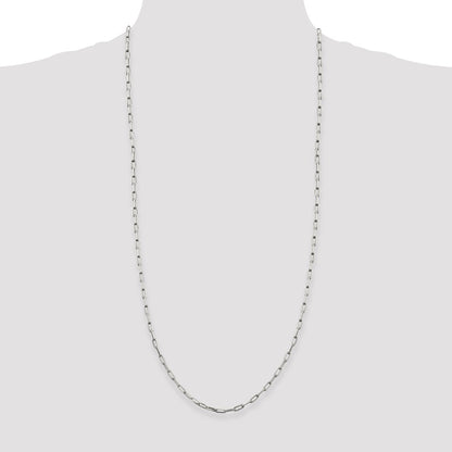 30 Inch Sterling Silver 3.25mm Elongated Open Link Chain Necklace