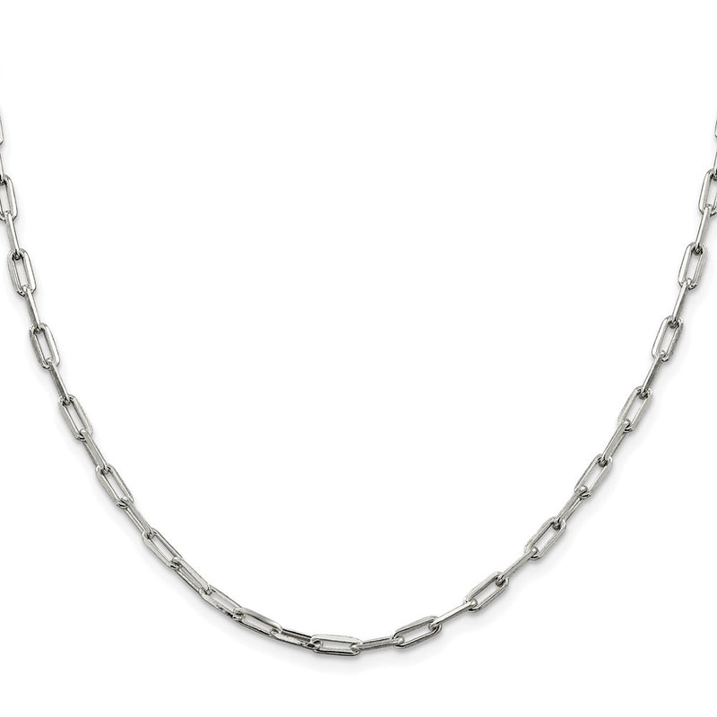 Sterling Silver Rhodium-Plated 3.25mm Elongated Open Link Chain