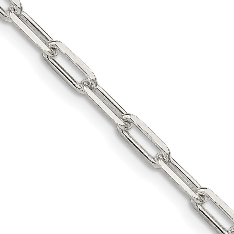30 Inch Sterling Silver 3.25mm Elongated Open Link Chain Necklace