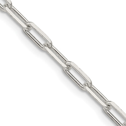 24 Inch Sterling Silver 3.25mm Elongated Open Link Chain Necklace