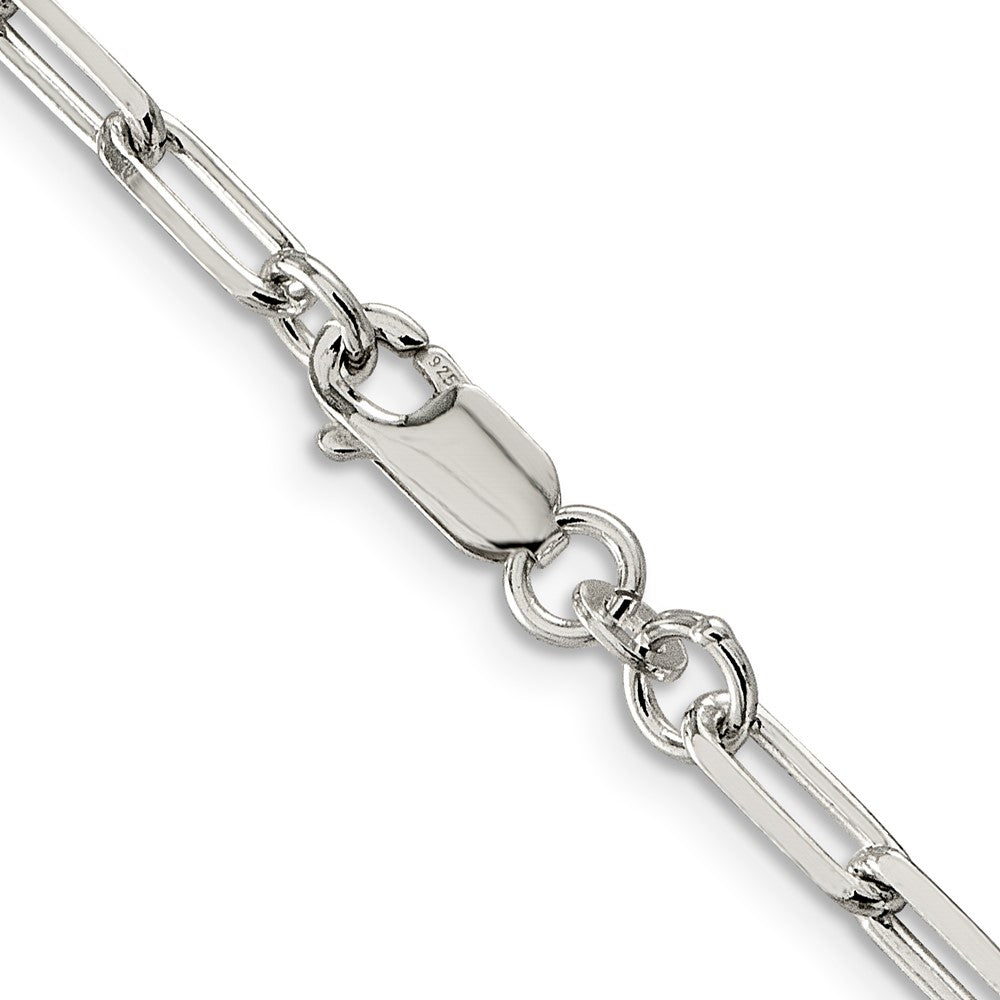22 Inch Sterling Silver 4.25mm Elongated Open Link Chain Necklace