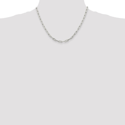 18 Inch Sterling Silver 4.25mm Elongated Open Link Chain Necklace