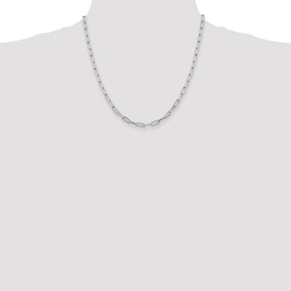 20 Inch Sterling Silver 4.25mm Elongated Open Link Chain Necklace