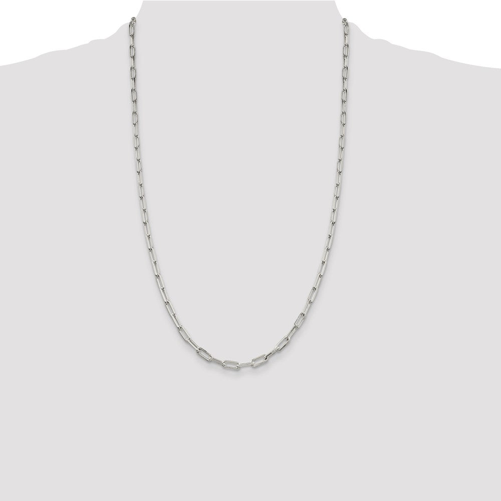 26 Inch Sterling Silver 4.25mm Elongated Open Link Chain Necklace