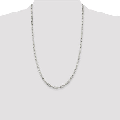 26 Inch Sterling Silver 4.25mm Elongated Open Link Chain Necklace