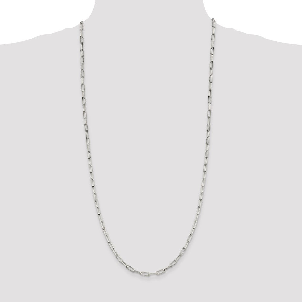 30 Inch Sterling Silver 4.25mm Elongated Open Link Chain Necklace