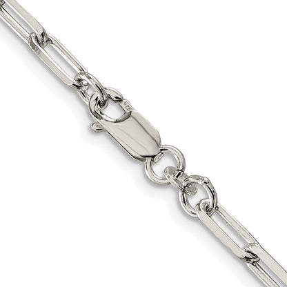 Sterling Silver Rhodium-Plated 4.25mm Elongated Open Link Chain