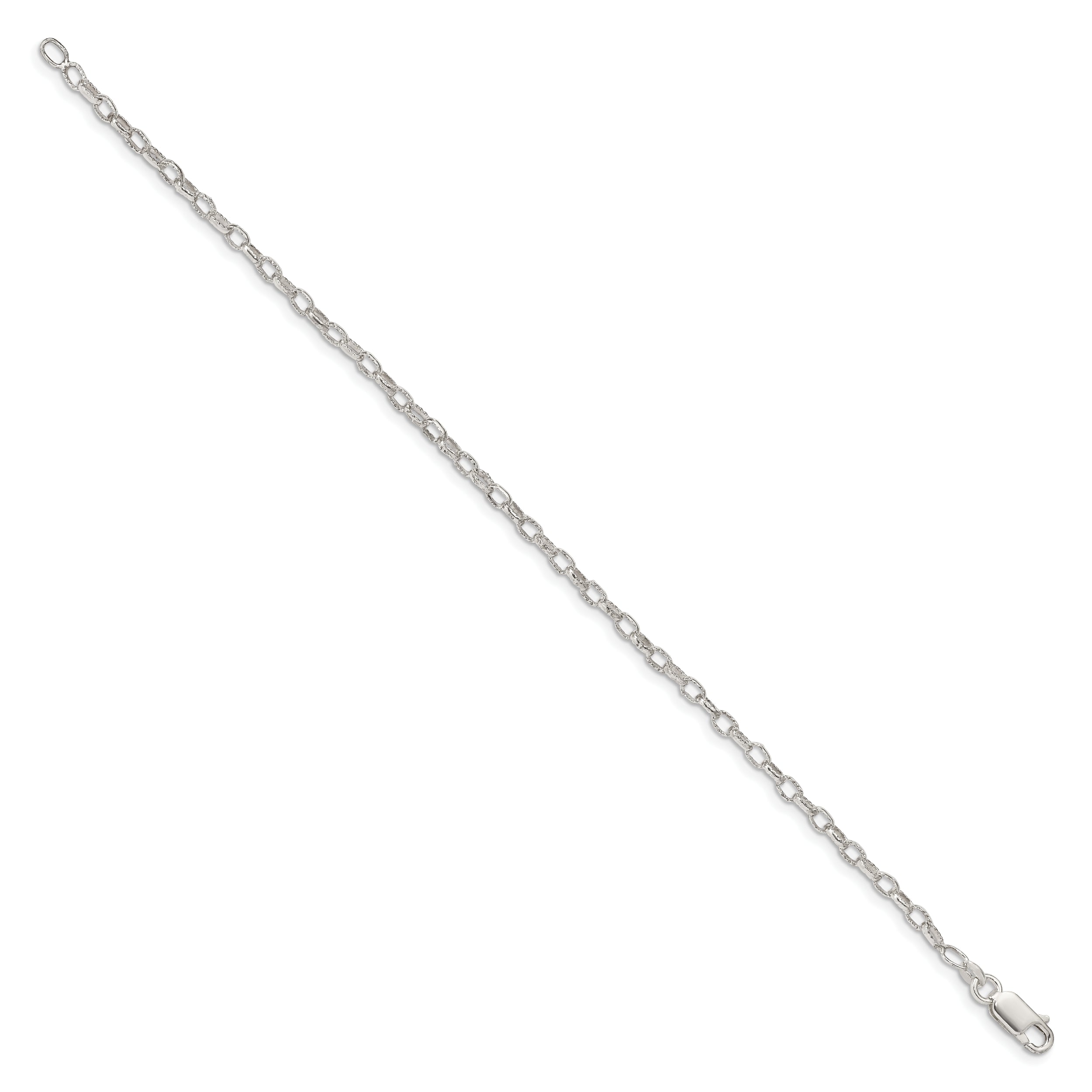 7 Inch Sterling Silver 3mm Fancy Patterned Rolo Chain