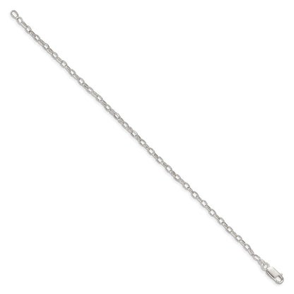 7 Inch Sterling Silver 3mm Fancy Patterned Rolo Chain Bracelet