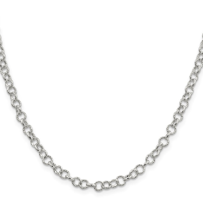 30 Inch Sterling Silver 4.55mm Fancy Patterned Rolo Chain Necklace