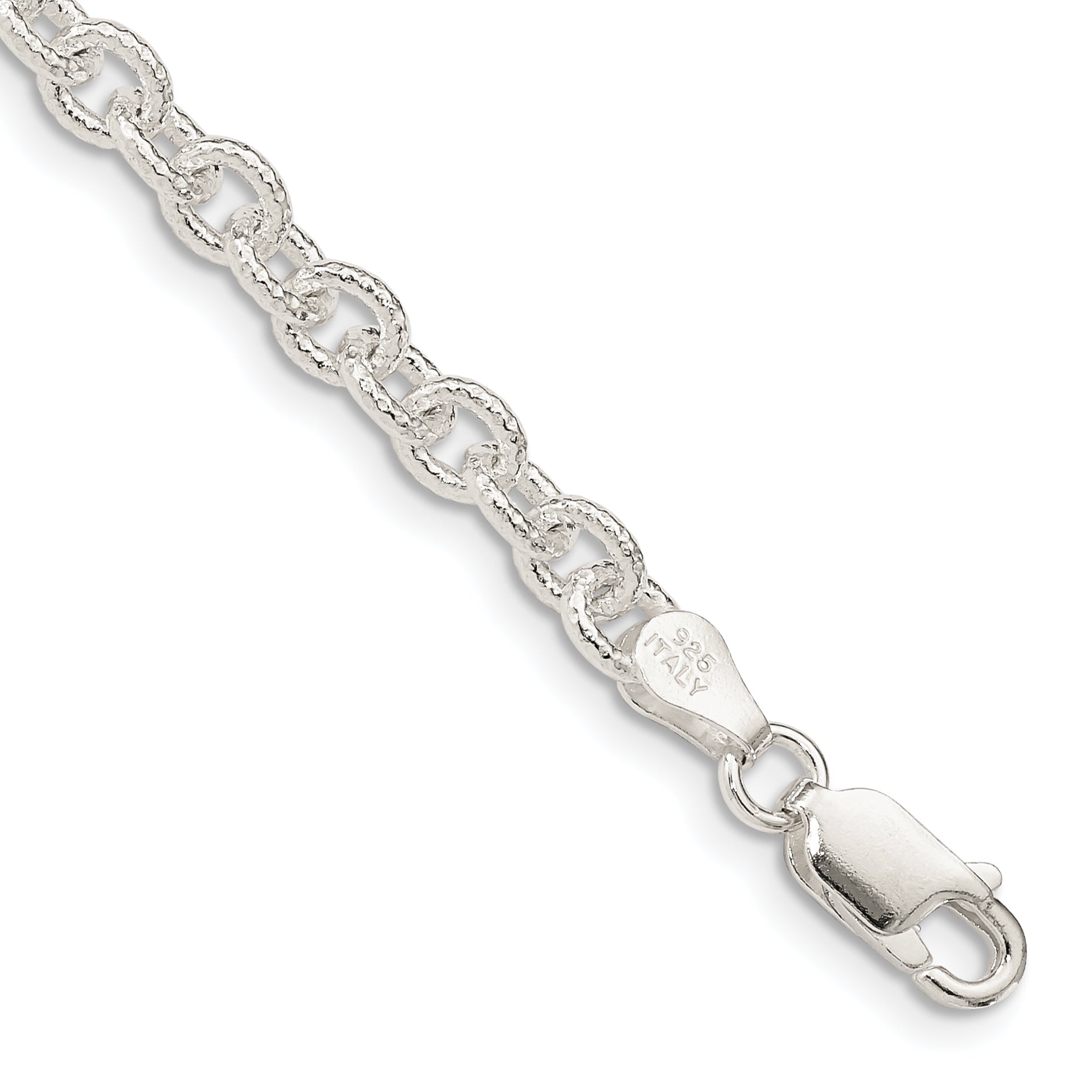 7 Inch Sterling Silver 4.55mm Fancy Patterned Rolo Chain