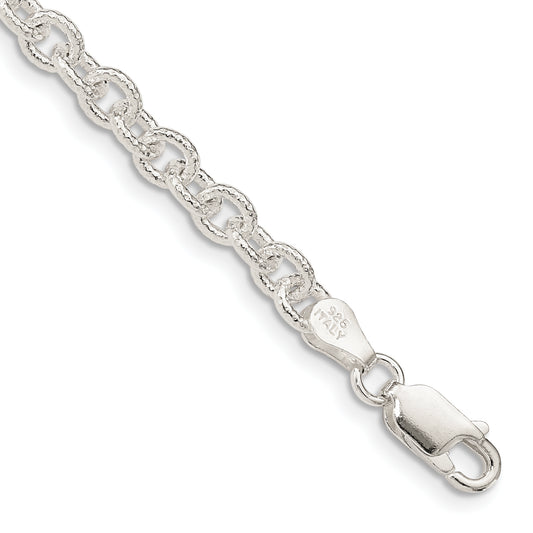 7 Inch Sterling Silver 4.55mm Fancy Patterned Rolo Chain