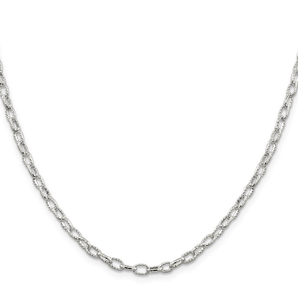 30 Inch Sterling Silver 3.75mm Fancy Patterned Rolo Chain Necklace