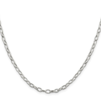 30 Inch Sterling Silver 3.75mm Fancy Patterned Rolo Chain Necklace