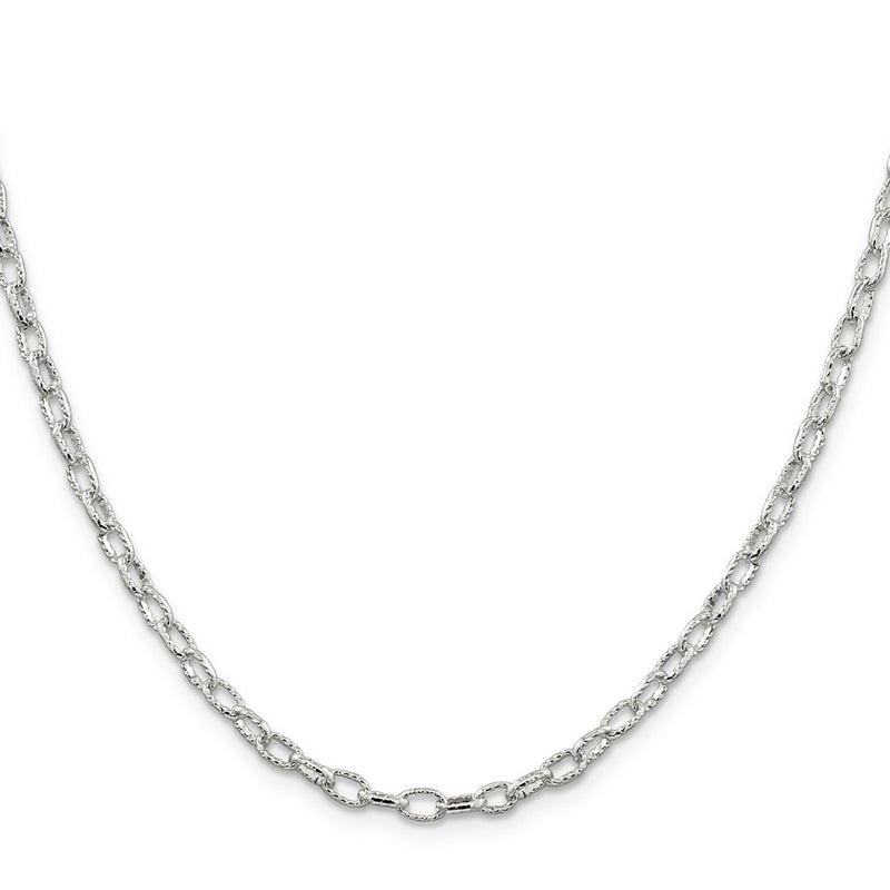 Sterling Silver 3.75mm Fancy Patterned Rolo Chain Necklace