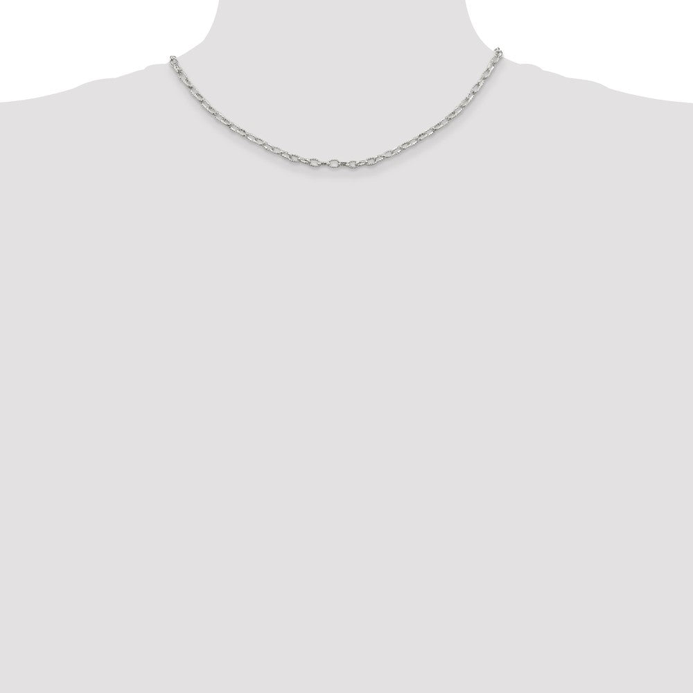 Sterling Silver 3.75mm Fancy Patterned Rolo Chain Necklace