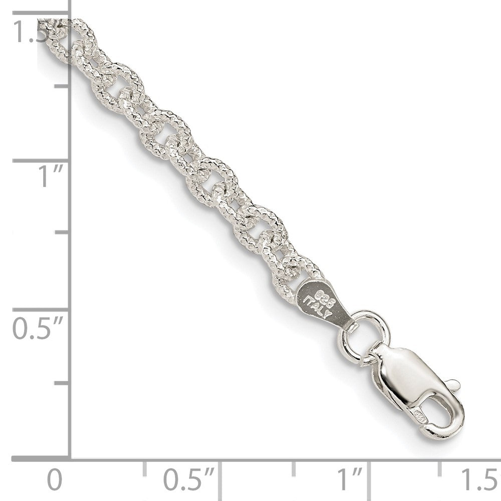 Sterling Silver 3.75mm Fancy Rolo Chain Bracelet