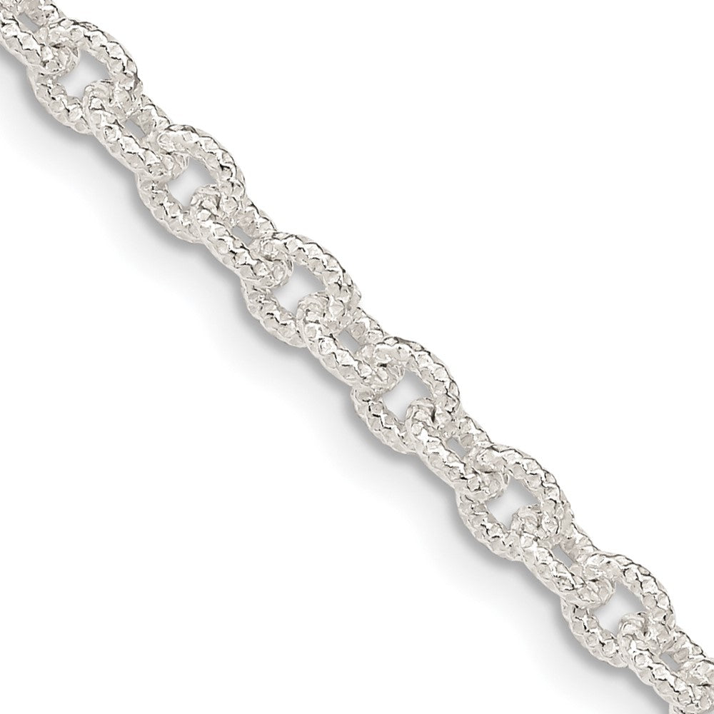 30 Inch Sterling Silver 3.75mm Fancy Patterned Rolo Chain Necklace