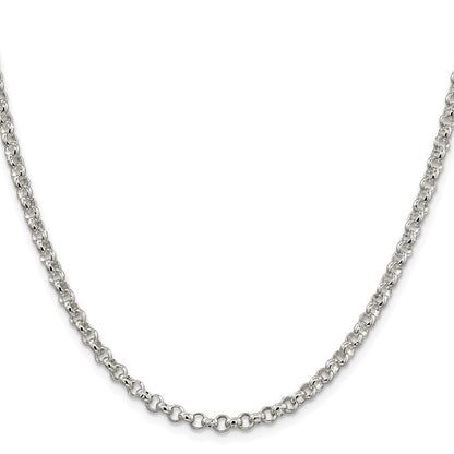Sterling Silver Rhodium-Plated 4mm Rolo Chain