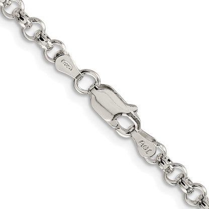 Sterling Silver Rhodium-Plated 4mm Rolo Chain