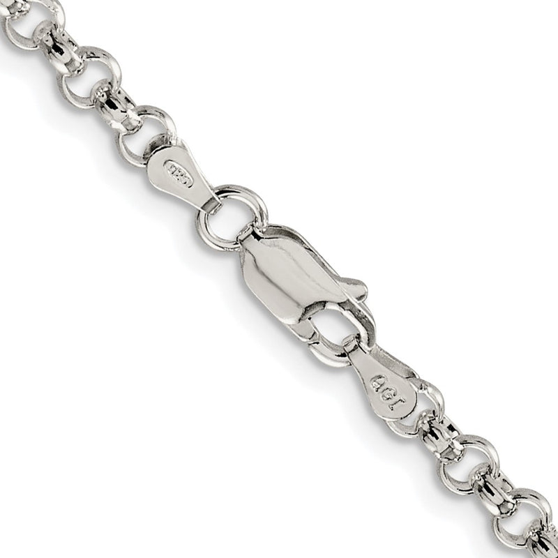 Sterling Silver Rhodium-Plated 4mm Rolo Chain