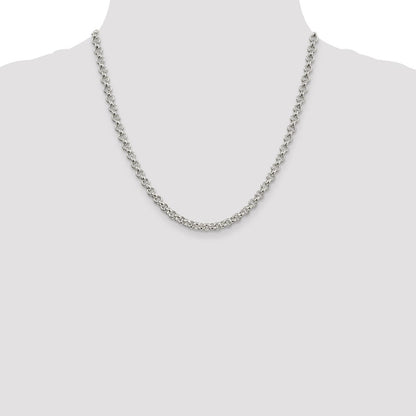 20 Inch Sterling Silver 5mm Rolo Chain Necklace