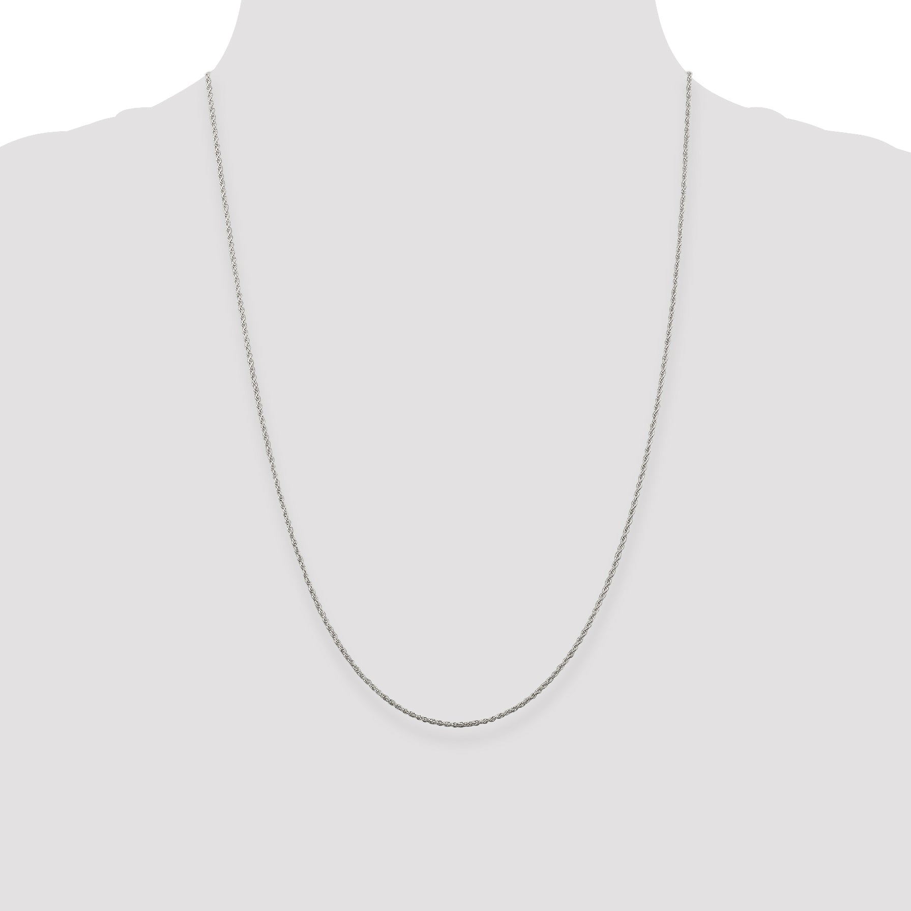 24 Inch Sterling Silver 1.3mm Loose Rope Chain Necklace