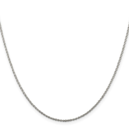 22 Inch Sterling Silver Rhodium-Plated 1.3mm Loose Rope Chain W/4In Ext.
