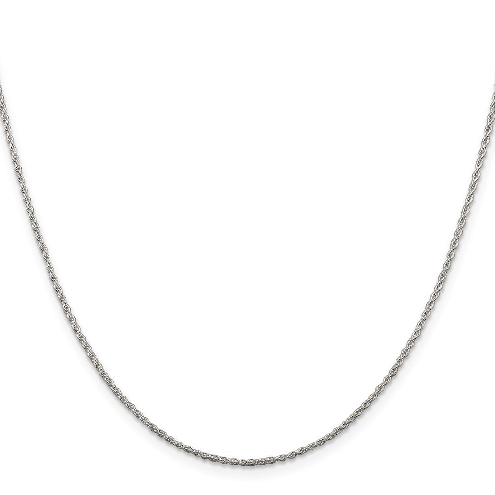 18 Inch Sterling Silver Rhodium-Plated 1.3mm Loose Rope Chain With A 2 Extention