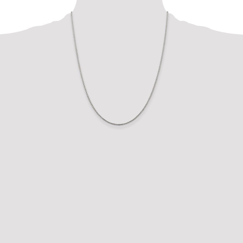 22 Inch Sterling Silver Rhodium-Plated 1.3mm Loose Rope Chain Necklace