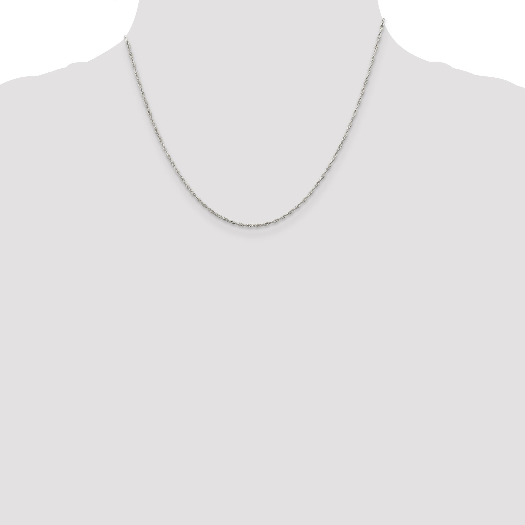 18 Inch Sterling Silver 1.4mm Singapore Chain W/2In Ext.
