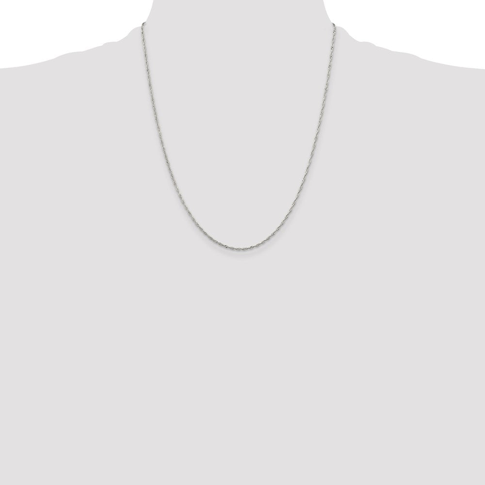 22 Inch Sterling Silver 1.4mm Singapore Chain Necklace