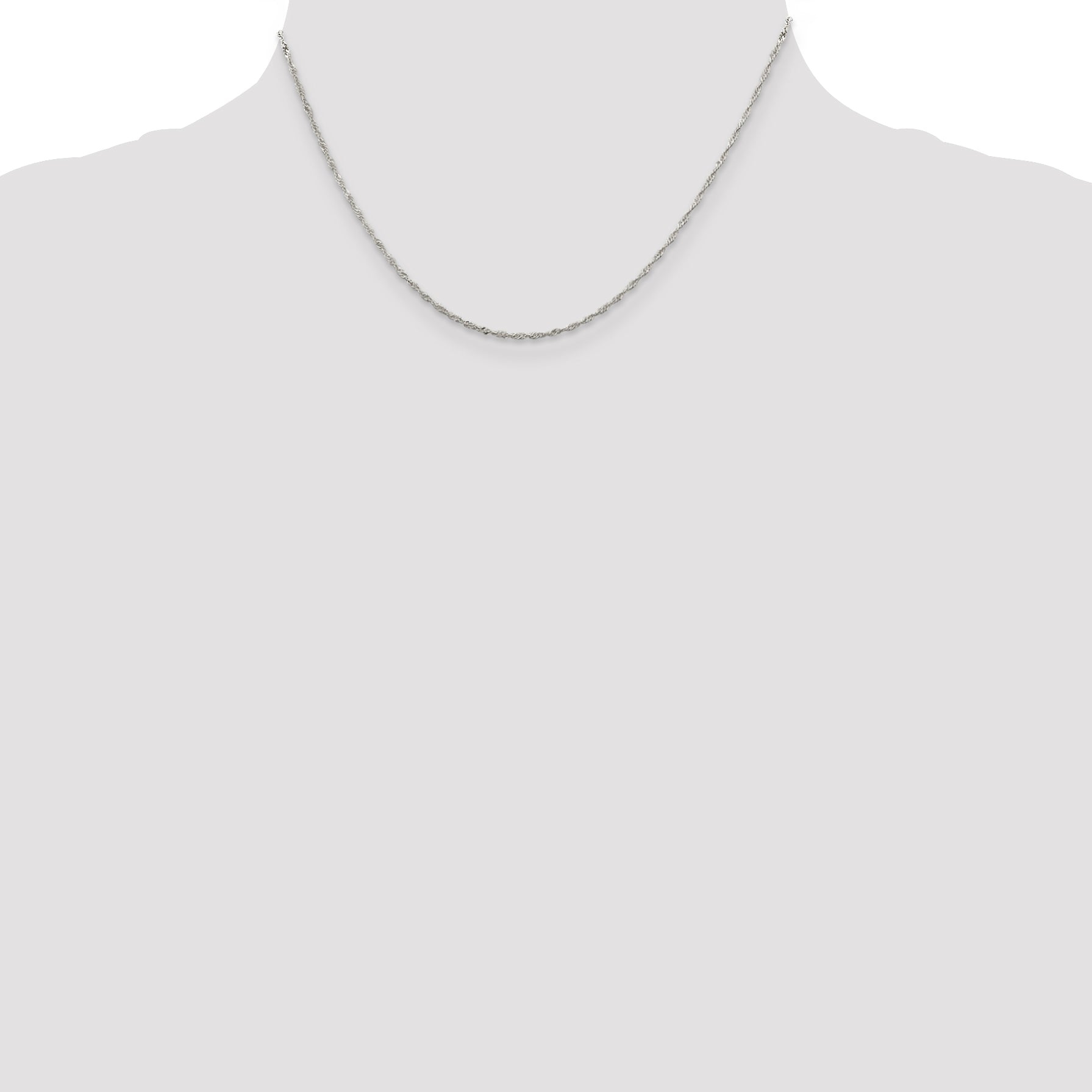 16 Inch Sterling Silver Rhodium-Plated 1.4mm Singapore Chain Necklace