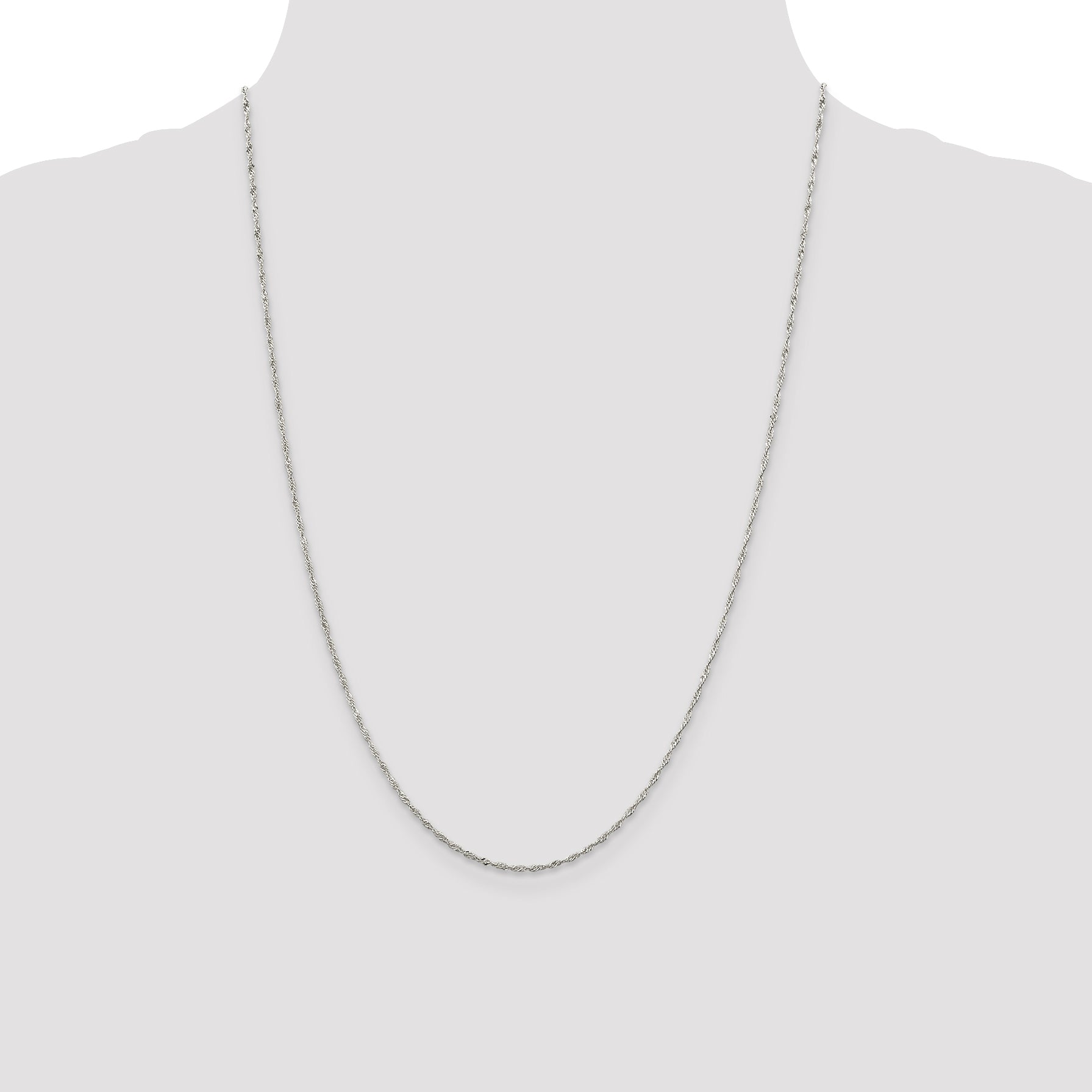 24 Inch Sterling Silver Rhodium-Plated 1.4mm Singapore Chain Necklace