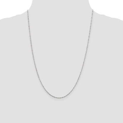 24 Inch Sterling Silver Rhodium-Plated 1.4mm Singapore Chain Necklace