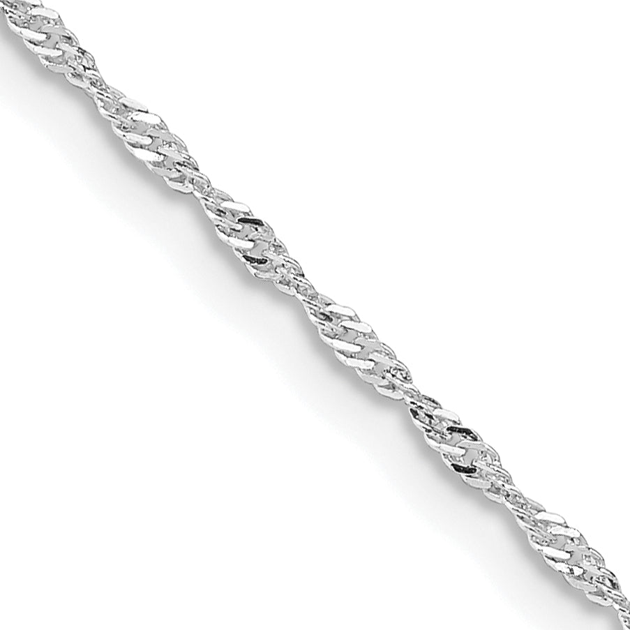 16 Inch Sterling Silver Rhodium-Plated 1.4mm Singapore Chain Necklace