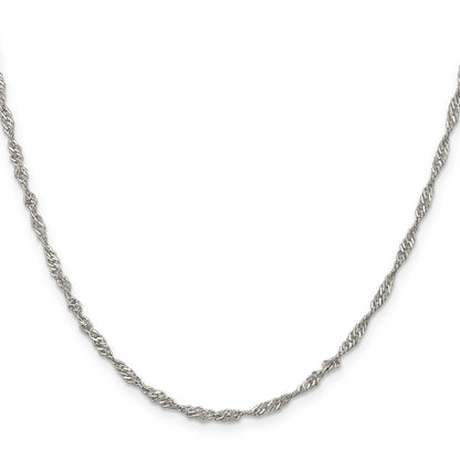 22 Inch Sterling Silver 2.25mm Singapore Chain Necklace