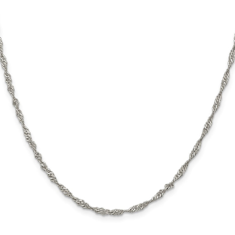 26 Inch Sterling Silver 2.25mm Singapore Chain Necklace