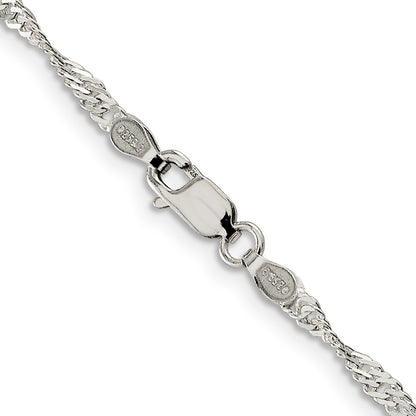 26 Inch Sterling Silver 2.25mm Singapore Chain Necklace