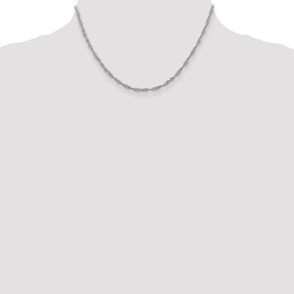 16 Inch Sterling Silver 2.25mm Singapore Chain Necklace