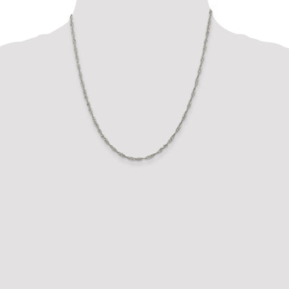 20 Inch Sterling Silver 2.25mm Singapore Chain Necklace