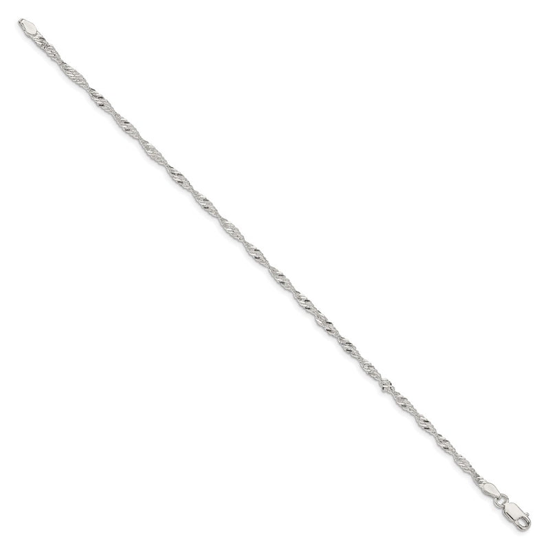 8 Inch Sterling Silver 2.25mm Singapore Chain Bracelet