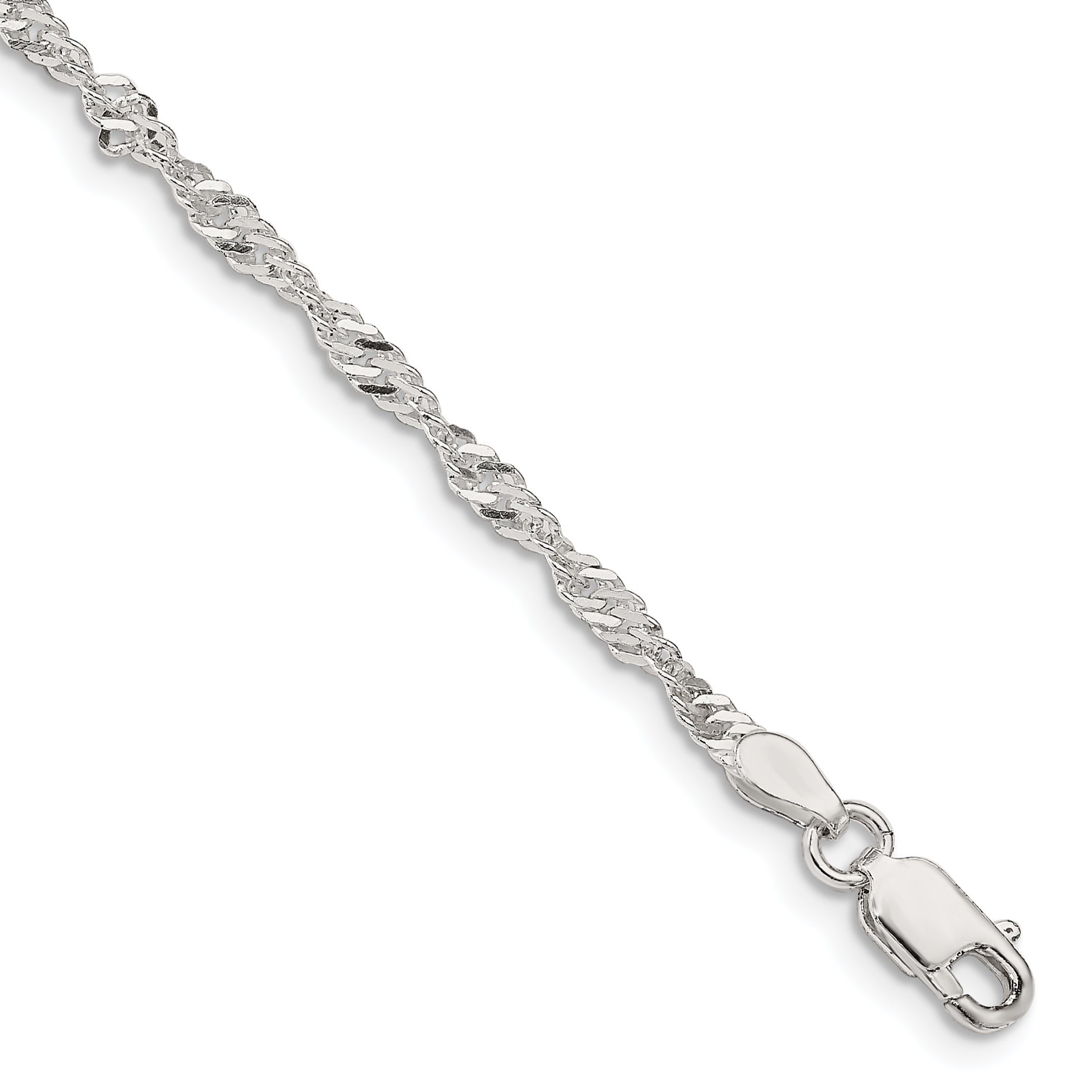 7 Inch Sterling Silver 2.25mm Singapore Chain