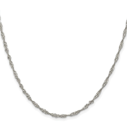 Sterling Silver Rhodium-Plated 2.25mm Singapore Chain