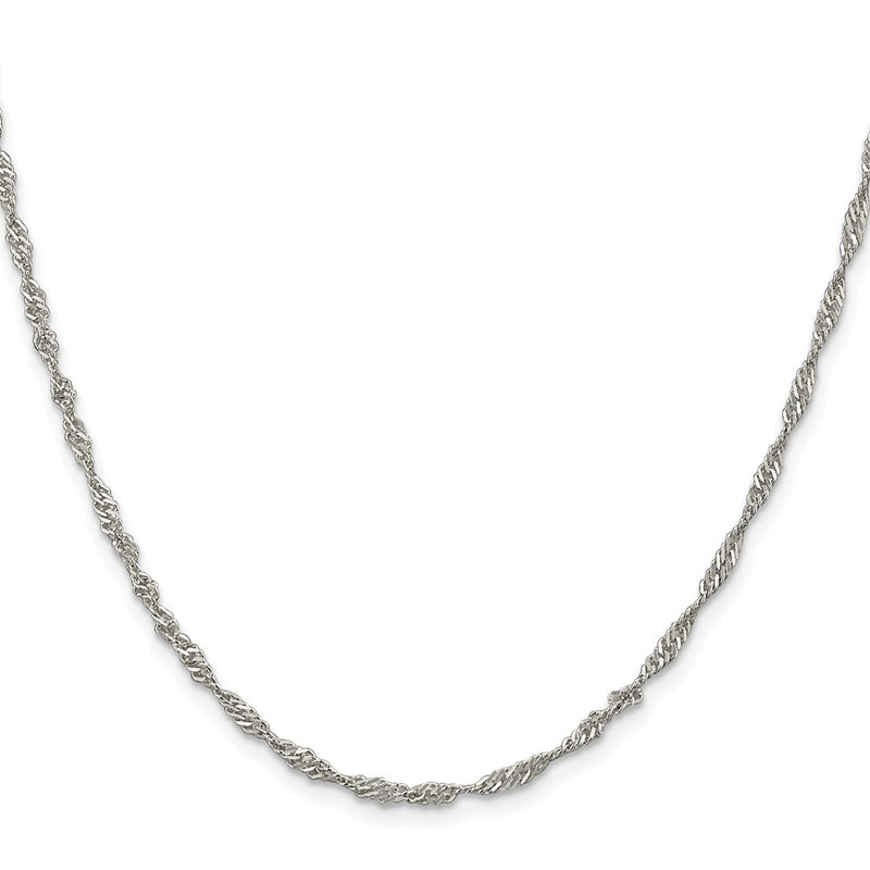 Sterling Silver Rhodium-Plated 2.25mm Singapore Chain